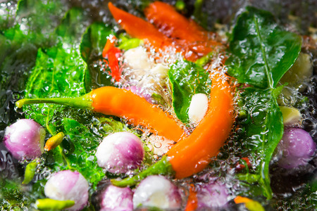 ingredients of TomYam spicy soupの写真素材