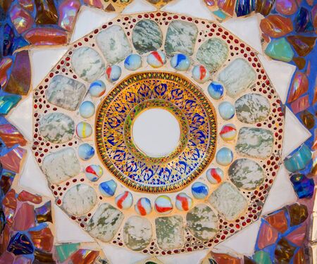 Pine colored tiles that decorate the wall as a backgroundの写真素材