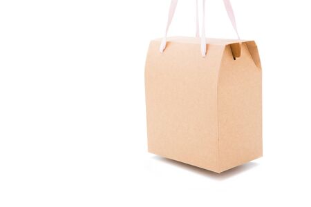 Brown paper bag on a white background