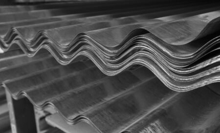 Corrugated sheets of metalの写真素材