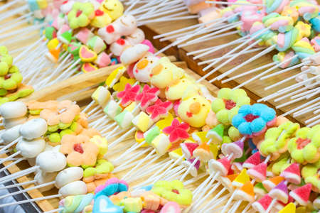 Jelly skewers that look at the face to eat.の写真素材
