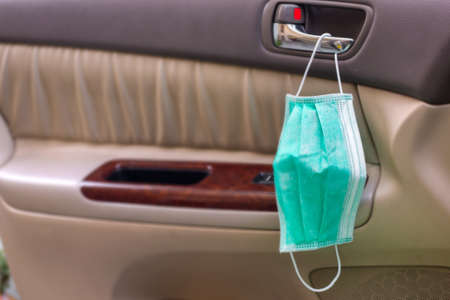 Mask ready to hang in the car.の写真素材