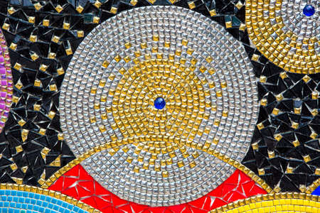 Beautifully decorated colored tiles in a Thai temple