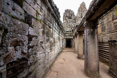 Bayon Castle is a stone castle of the Khmer Empire. Located in the center of Angkor Thomの写真素材