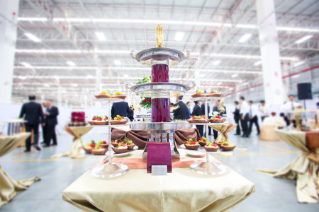 Table at a buffet restaurant partyの写真素材