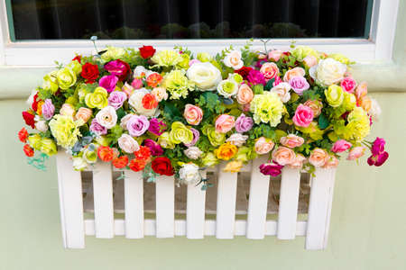 Flowers at the windowの写真素材