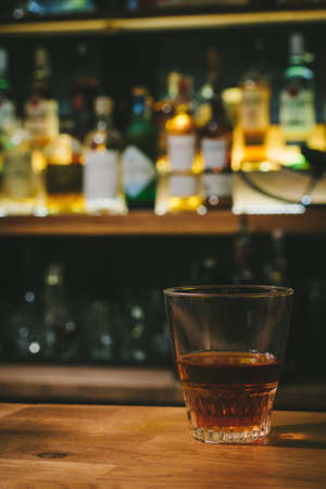 Whisky shot on bar