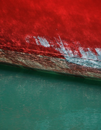 Colourful waterline of boatの写真素材