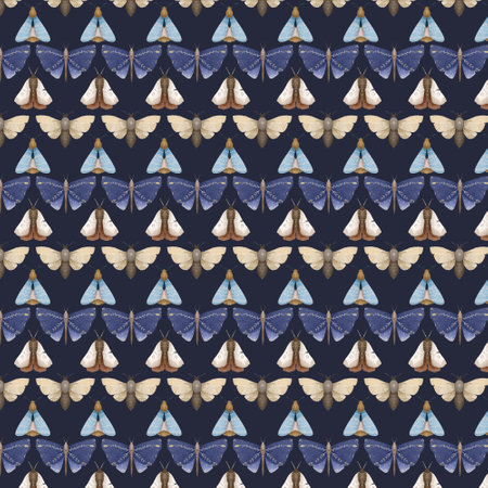 seamless pattern with Mystical luna moth vector illustrations, cute cartoon batterfly. Celestial night butterfly. Magic insect on white background. Design for wrapping paper, wall art, magical card, invitations, t shirt print, stickersの写真素材