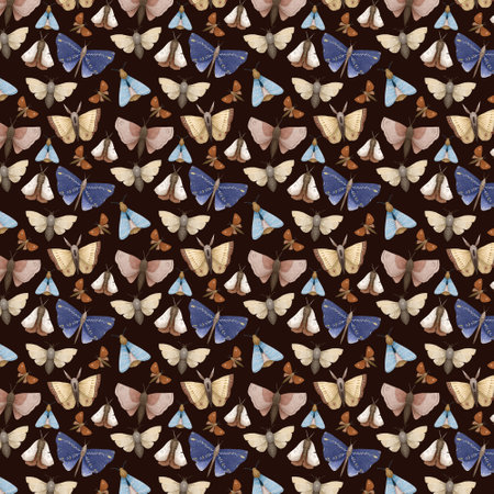 seamless pattern with Mystical luna moth vector illustrations, cute cartoon batterfly. Celestial night butterfly. Magic insect on white background. Design for wrapping paper, wall art, magical card, invitations, t shirt print, stickersの写真素材