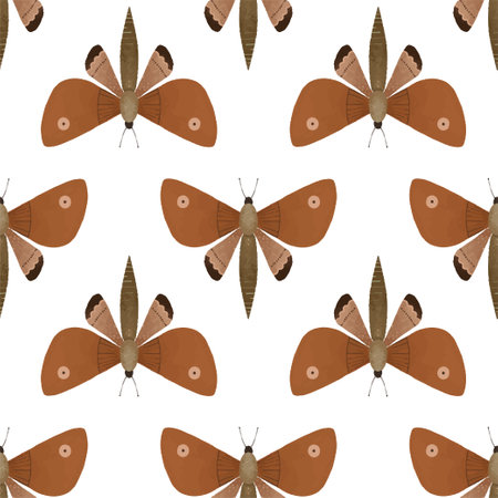 seamless pattern with Mystical luna moth vector illustrations, cute cartoon batterfly. Celestial night butterfly. Magic insect on white background. Design for wrapping paper, wall art, magical card, invitations, t shirt print, stickersの写真素材