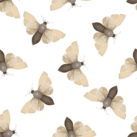 seamless pattern with Mystical luna moth vector illustrations, cute cartoon batterfly. Celestial night butterfly. Magic insect on white background. Design for wrapping paper, wall art, magical card, invitations, t shirt print, stickersの写真素材