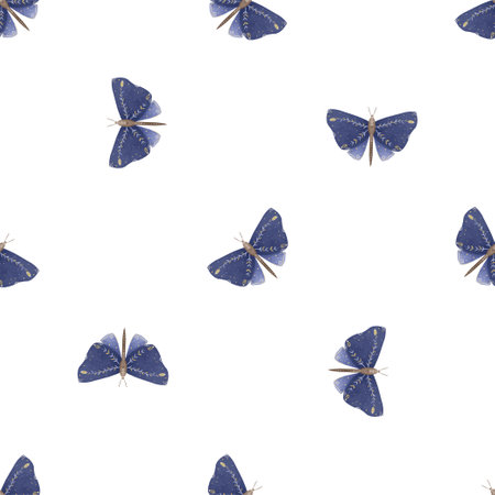 seamless pattern with Mystical luna moth vector illustrations, cute cartoon batterfly. Celestial night butterfly. Magic insect on white background. Design for wrapping paper, wall art, magical card, invitations, t shirt print, stickersの写真素材