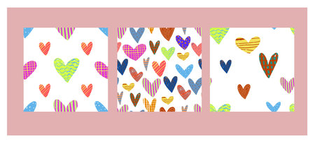Beautiful seamless background with hand painted hearts. Valentine's Day. Decoration of Valentine's...