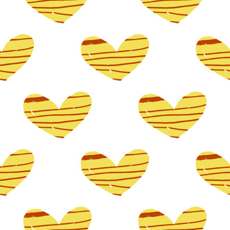 Beautiful seamless background with hand painted hearts. Valentine's Day. Decoration of Valentine's Day. Romantic background with hearts. Pastel colored simple shapes graphic patternのイラスト素材