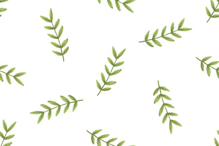botanical seamless pattern with branches, leaves, herbs, illustrationのイラスト素材