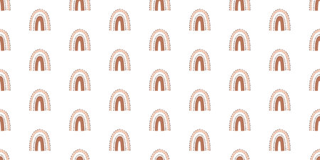 cute childish seamless pattern with boho rainbows, fairy wallart, textile, clothes patternの写真素材