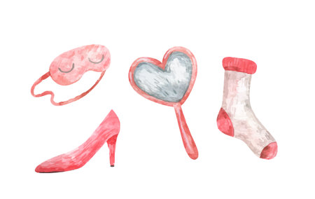 Set of stylish women's accessories. Vector illustration for design, poster, card. Fashion & Style. women clipartのイラスト素材