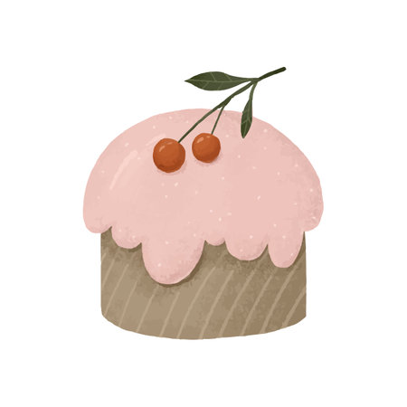 Watercolor Traditional christmas cake with red berries. Illustration isolated on white background. Christmas fruit cake, puddingのイラスト素材