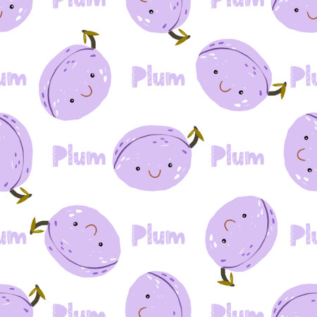 Seamless pattern of exotic fruits in hand drawn style. Seamless pattern of fruits background elements on a white background. Set with fruit doodles. tropical patternのイラスト素材