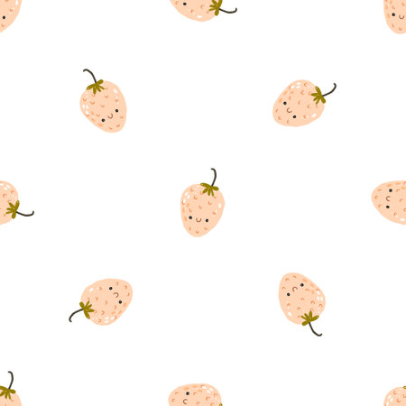 Seamless pattern of exotic fruits in hand drawn style. Seamless pattern of fruits background elements on a white background. Set with fruit doodles. tropical patternのイラスト素材