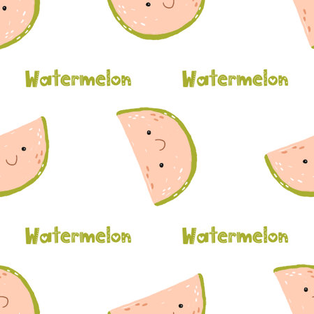 Seamless pattern of exotic fruits in hand drawn style. Seamless pattern of fruits background elements on a white background. Set with fruit doodles. tropical patternのイラスト素材