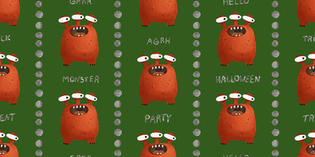 endless pattern with monsters, funny cartoon monsters, mutants, trolls childish illustrationの写真素材