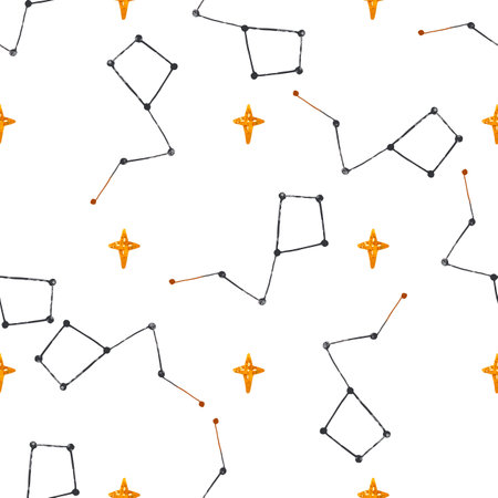 Hand drawn space seamless pattern. space background. Space doodle chuldish illustration. Endless pattern with cartoon space rockets, planets, stars, moon, clouds, solar system, ufoの写真素材