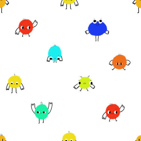 seamless background with funny monsters. Children's pattern for Halloween. Ideal for print, textile, wallpaperの写真素材