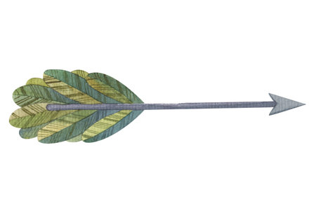 hand painted watercolor boho arrows. Botanical arrangement. and feather