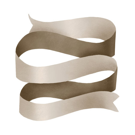 Beige ribbon for the inscription. Decor. Hand drawn holiday illustration on isolated backgroundの写真素材