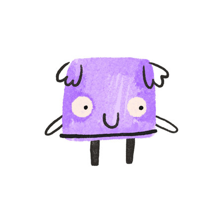 Purple monster with big eyes. Illustration for Halloween. Cartoon monster. Cute baby funny illustration on isolated backgroundの写真素材