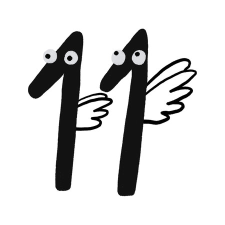 Black numbers. Children's handwritten numerals. Kids cartoon illustration on isolated background
