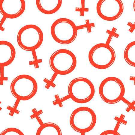 Gender icon pattern. Gender seamless pattern. Repeating hand drawn isolated background.の写真素材