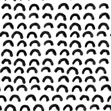 Freehand arch seamless pattern. Simple black and white background. Hand drawn illustration for wrapping paper, textile, nurseryの写真素材