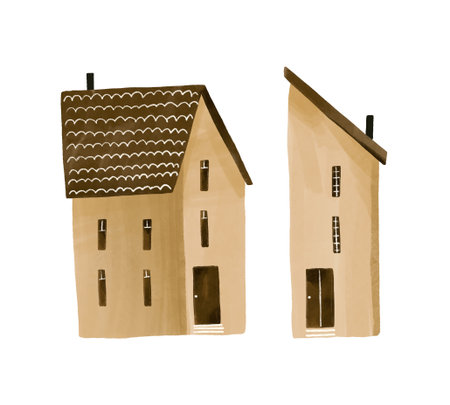 Watercolor SIMple houses collection.. Hand drawn illustrationの写真素材
