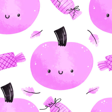 Happy pumpkin seamless pattern for halloweenの写真素材