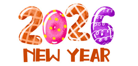 2026 year hand drawn inscription on isolated background. Happy New year over Merry Christmas