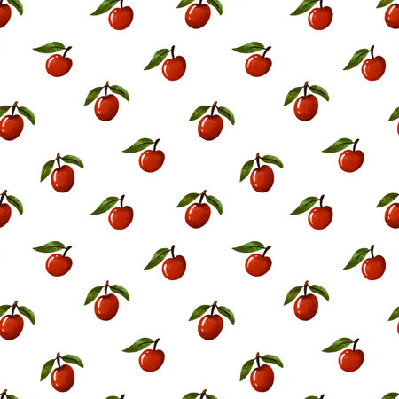 Red apple hand drawn watercolor seamless background. Simple pattern for kidsの写真素材