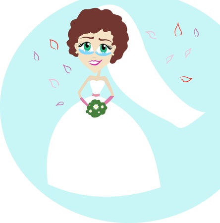 Beautiful bride is crying from happinessのイラスト素材