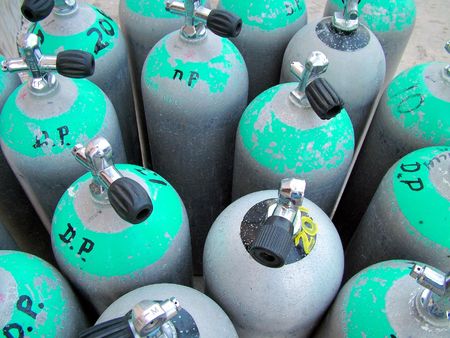 Dive tanks ready to be sent out.の写真素材