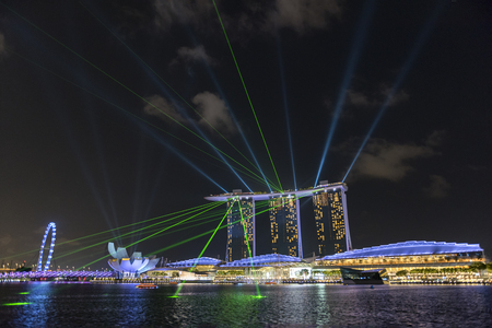 Lighting show at Marina Bay Sands, Singapore - August 2016のeditorial素材