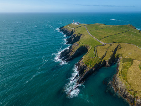 inishmore cliffs arial in county clareの写真素材