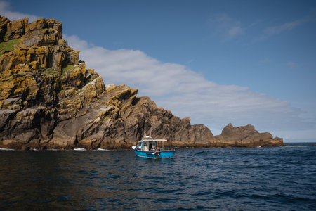 inishmore cliffs arial in county clareの写真素材