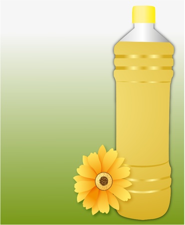 plastic bottle sunflower oil on green background のイラスト素材