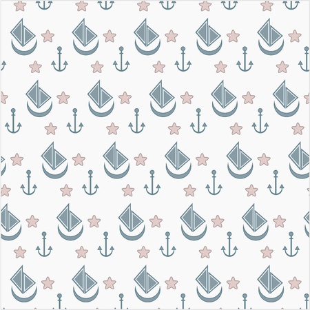 children pattern with boat and anchor and starのイラスト素材