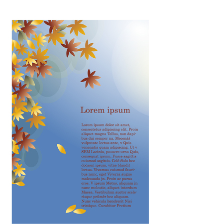 blue background with brown leaf for your textのイラスト素材