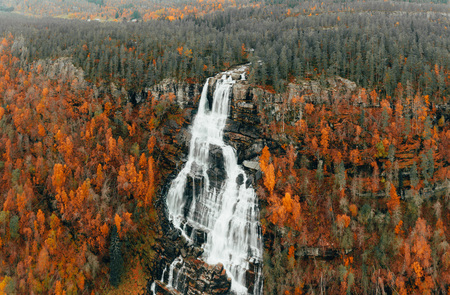 Waterfall - Autumn, Norwayの写真素材