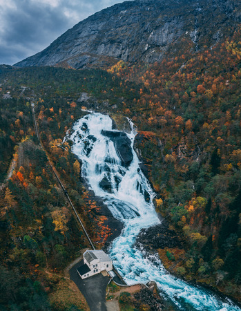 Waterfall - Autumn, Norwayの写真素材
