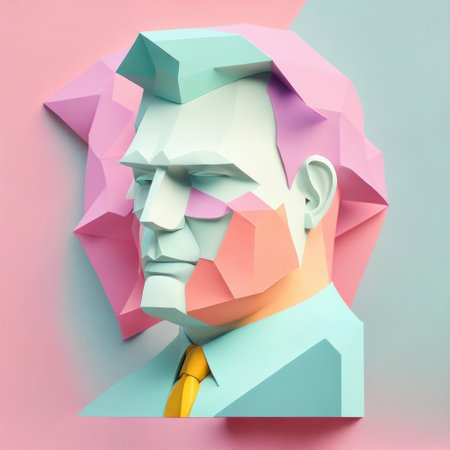 businessman head, paper art style illustration, pastel color theme.generative AIの素材